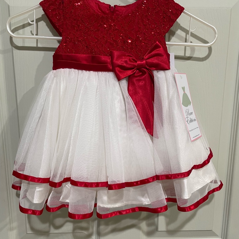 Red and White Baby Dress with Bow